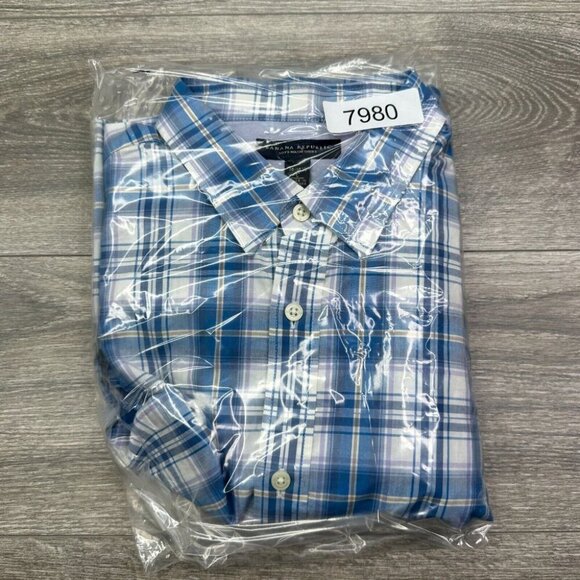 Banana Republic Soft Wash Dress Shirt Men's Large Blue Plaid Button Up Preppy - Picture 13 of 13